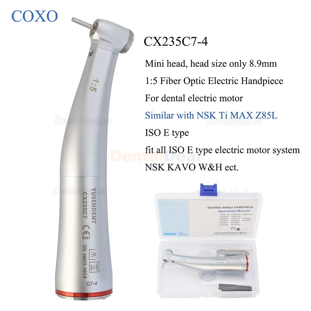 YUSENDENT COXO CX235C7 Dental Contra Angle 1:5 Handpiece Fiber Optic E-Type Push Button
