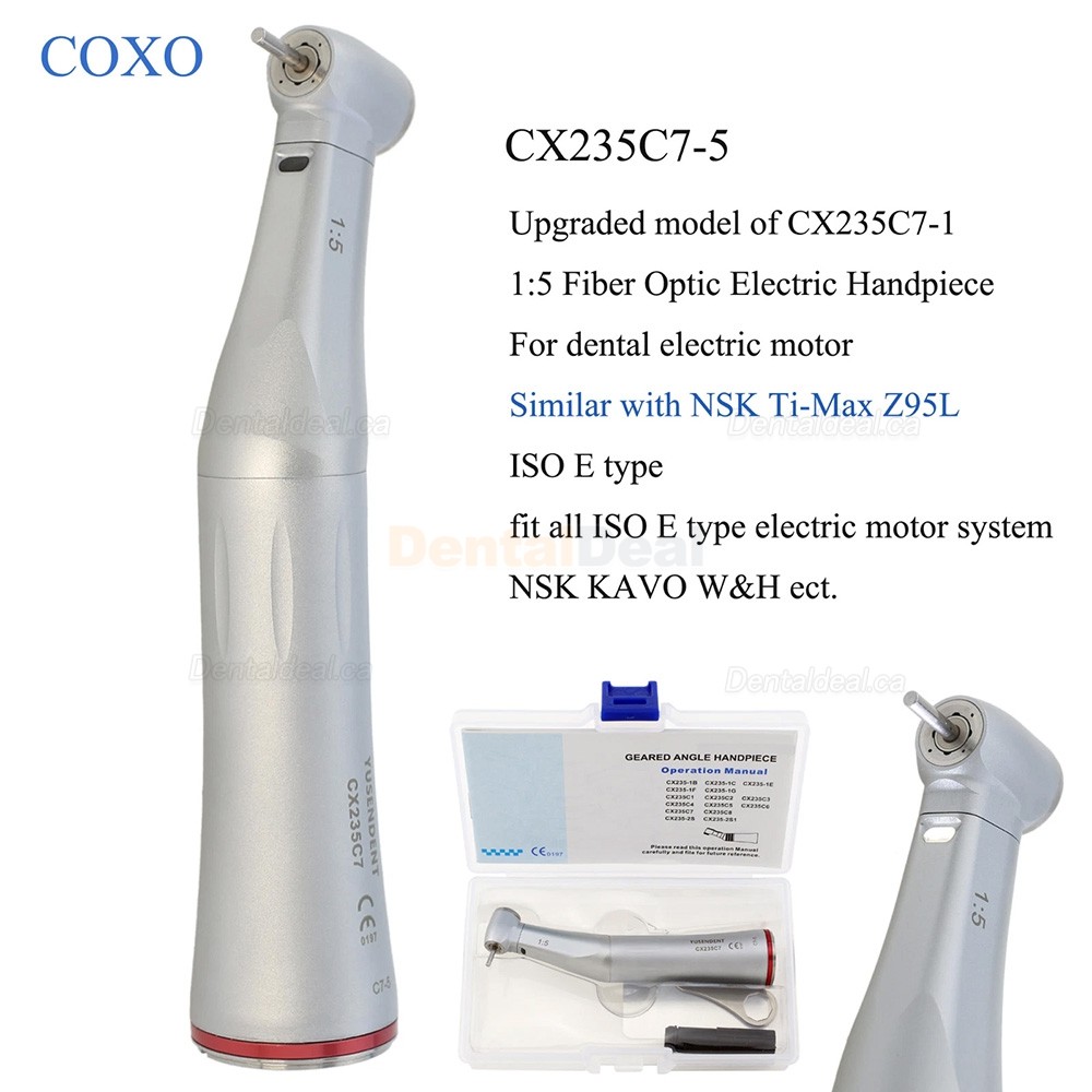 YUSENDENT COXO CX235C7 Dental Contra Angle 1:5 Handpiece Fiber Optic E-Type Push Button