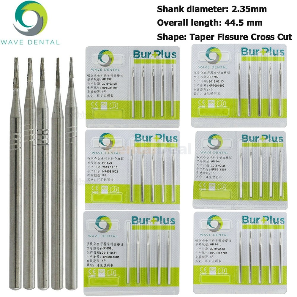 10Pcs HP 698 699 699L 700 701 701L Burs Dental Carbide Taper Fissure Cross
