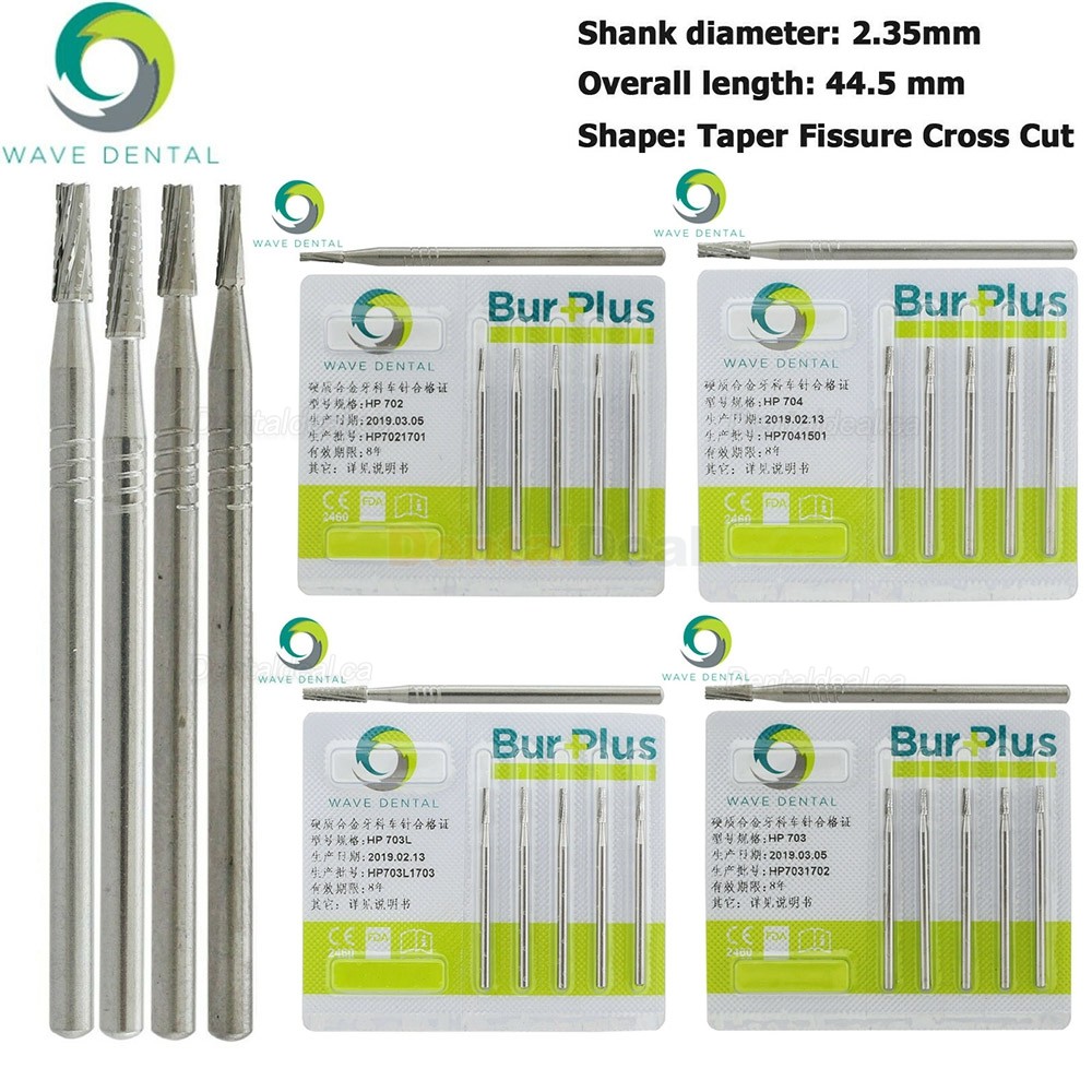 10Pcs HP 702 703 703L 704 Carbide Burs Dental Carbide Taper Fissure Cross Cut Burs