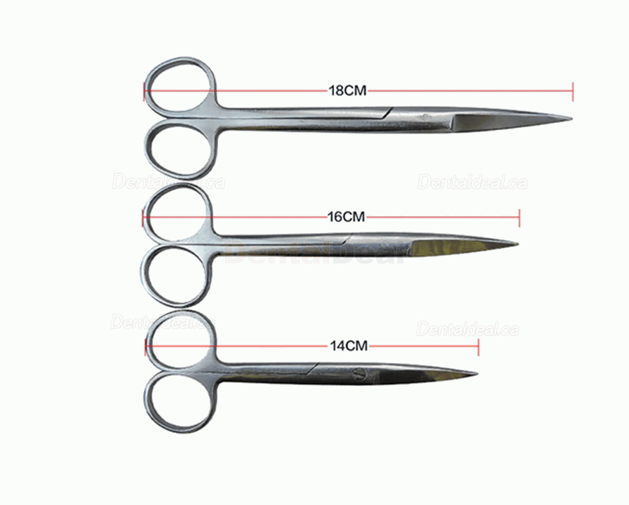 14cm/16cm/18cm Stainless Steel Dental Surgical Scissors Set SS Straight & Curved Tips