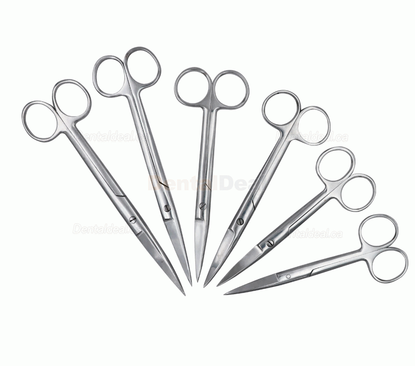 14cm/16cm/18cm Stainless Steel Dental Surgical Scissors Set SS Straight & Curved Tips
