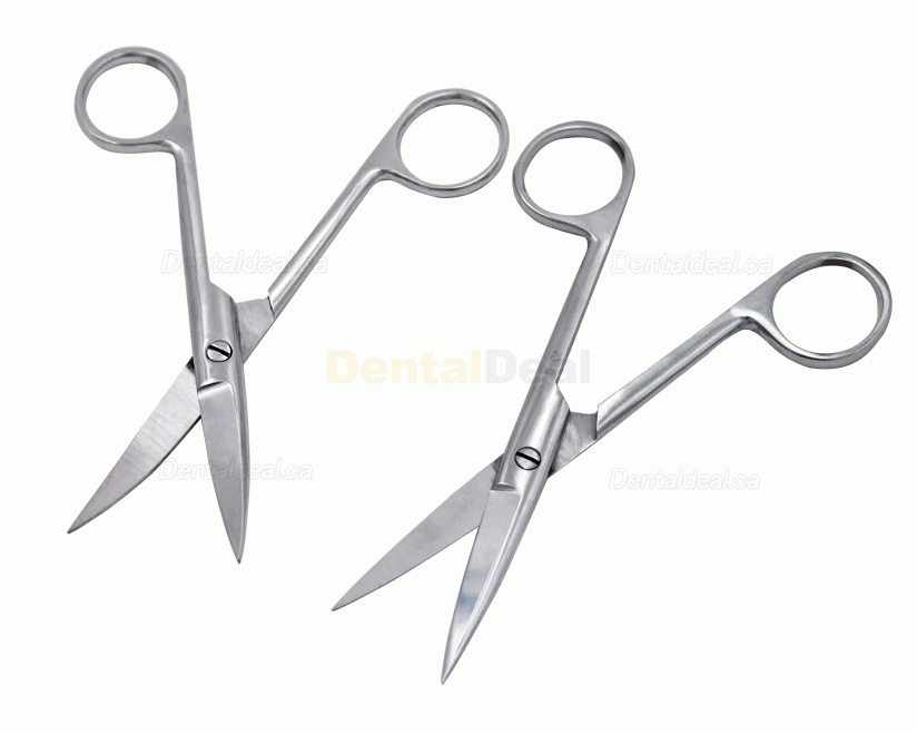 14cm/16cm/18cm Stainless Steel Dental Surgical Scissors Set SS Straight & Curved Tips