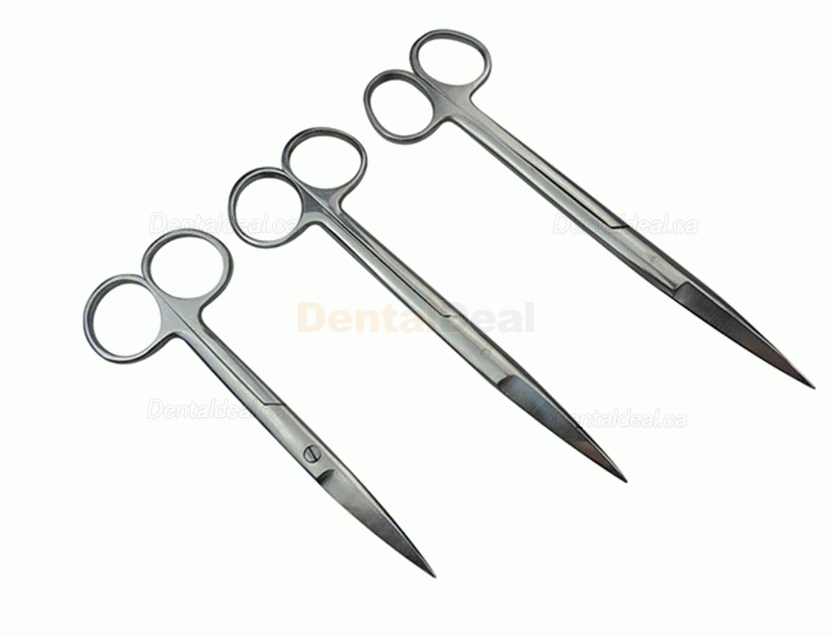 14cm/16cm/18cm Stainless Steel Dental Surgical Scissors Set SS Straight & Curved Tips