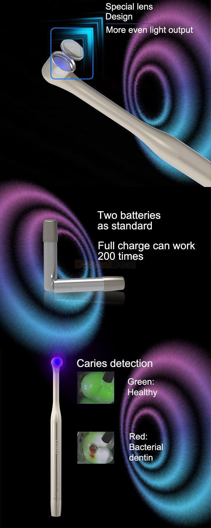 YUSENDNET DB686 NANO Cordless Dental LED Curing Light with Caries Detector