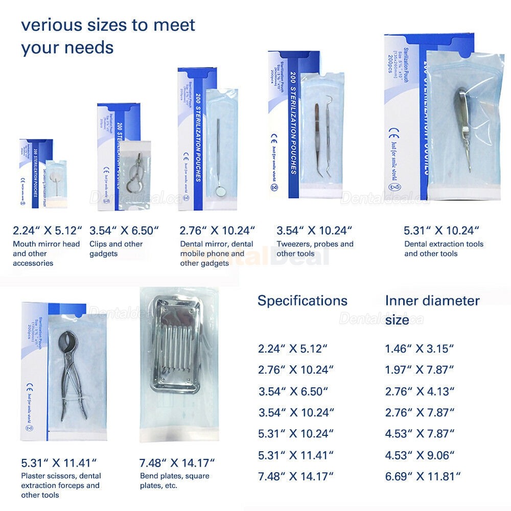 200 Pcs/box Dental Autoclave Sterilization Bag Disinfection Pouches