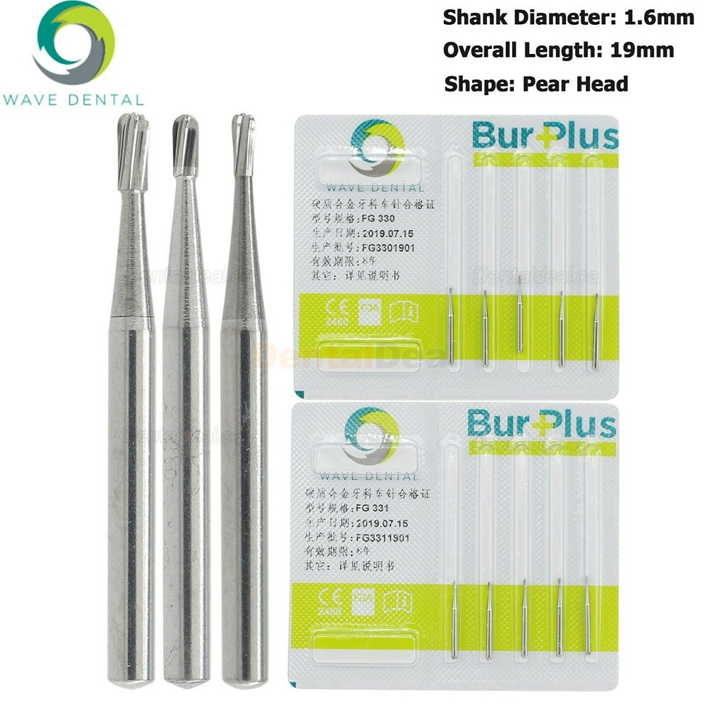 10Pcs FG 330 331 332# Pear Head Dental Carbide Burs Friction Grip Shank