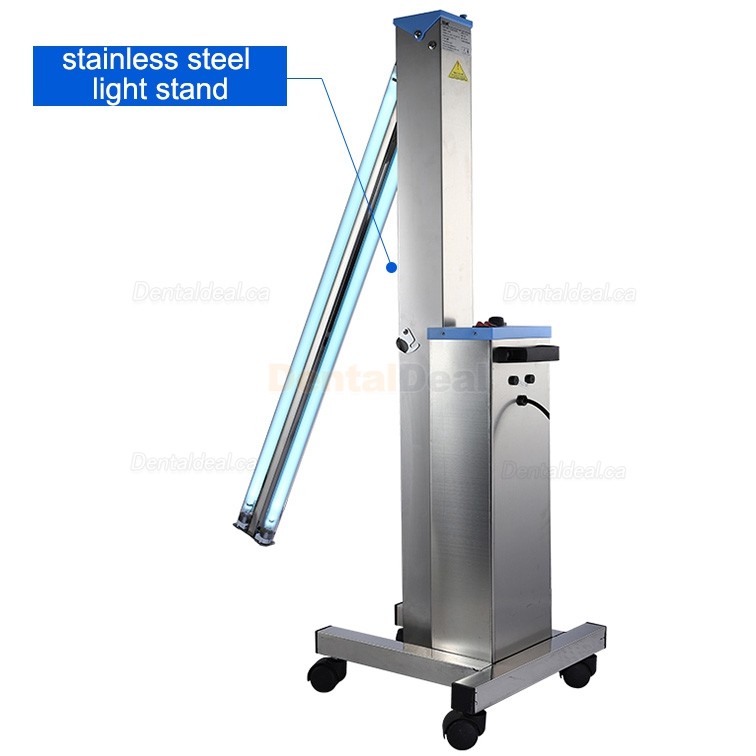 FY&reg; 30DS Stainless Steel Mobile UV + Ozone Disinfection Cart Ultraviolet Sterilizer Lamp Trolley