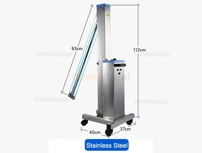 FY&reg; 30DS Stainless Steel Mobile UV + Ozone Disinfection Cart Ultraviolet Sterilizer Lamp Trolley
