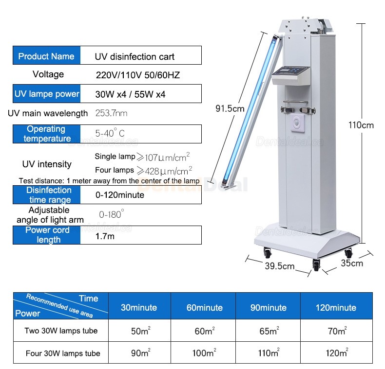 FY&reg; 30FSI Mobile UV+Ozone Disinfection Lamp Ultraviolet Sterilizer Disinfection Trolley With Infrared Sensor