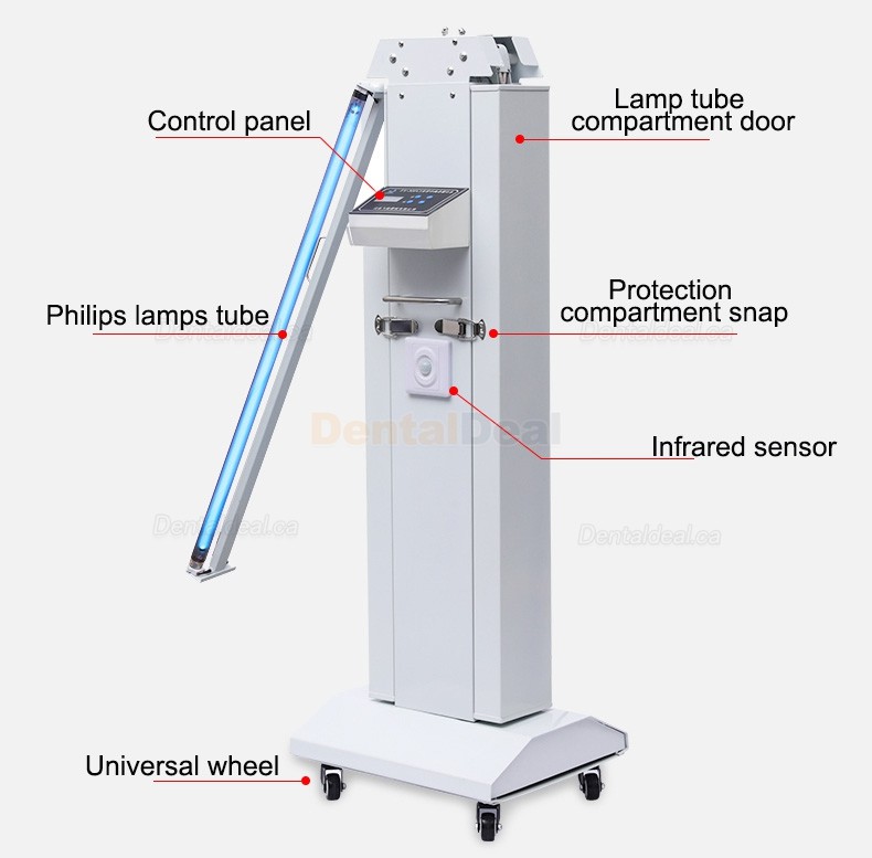 FY&reg; 30FSI Mobile UV+Ozone Disinfection Lamp Ultraviolet Sterilizer Disinfection Trolley With Infrared Sensor