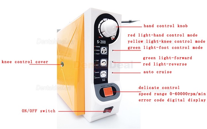 FASTRONG S-200 Brushless Dental Lab Micromotor 60K Handpiece with Hand/ Knee/ Foot Control