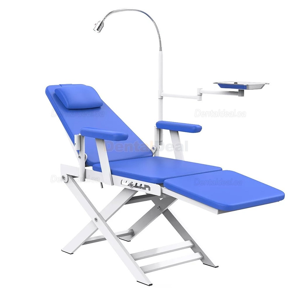 Portable Dental Folding Chair Movable Dental Chair with LED Light Lamp & Tray