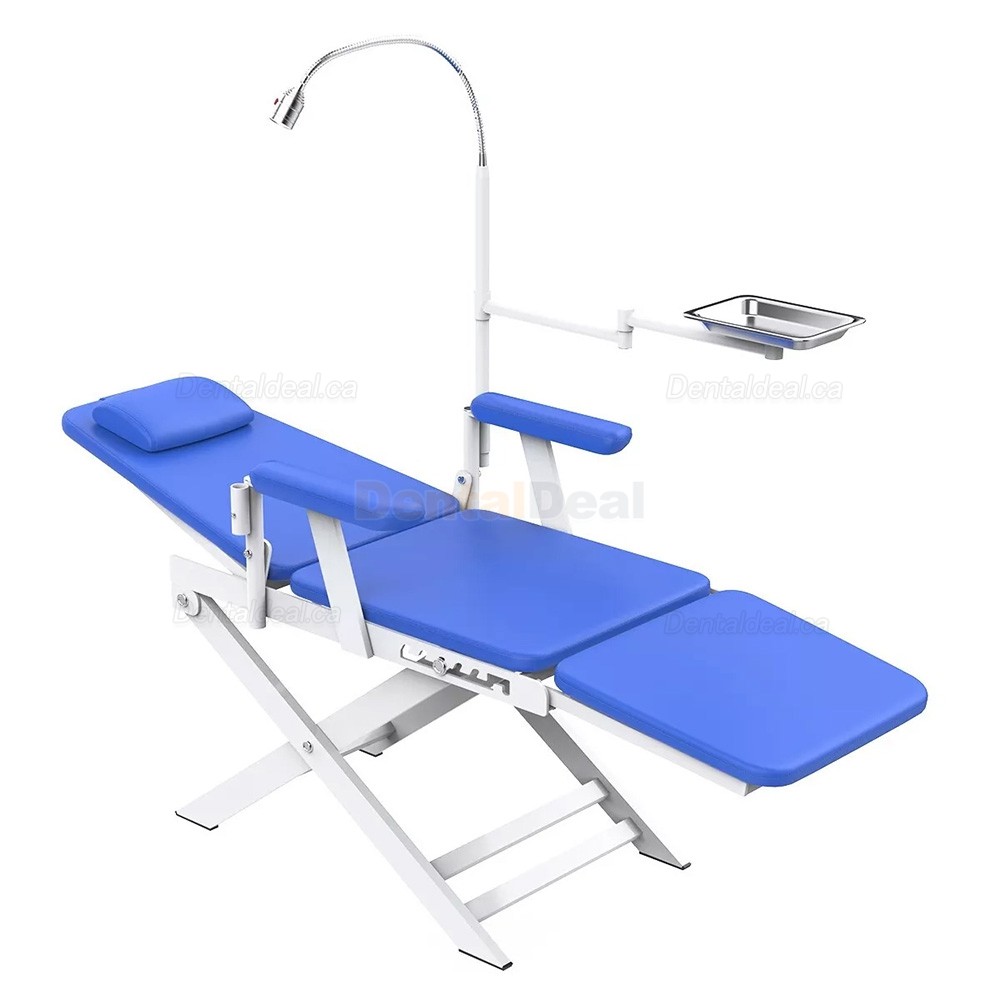 Portable Dental Folding Chair Movable Dental Chair with LED Light Lamp & Tray