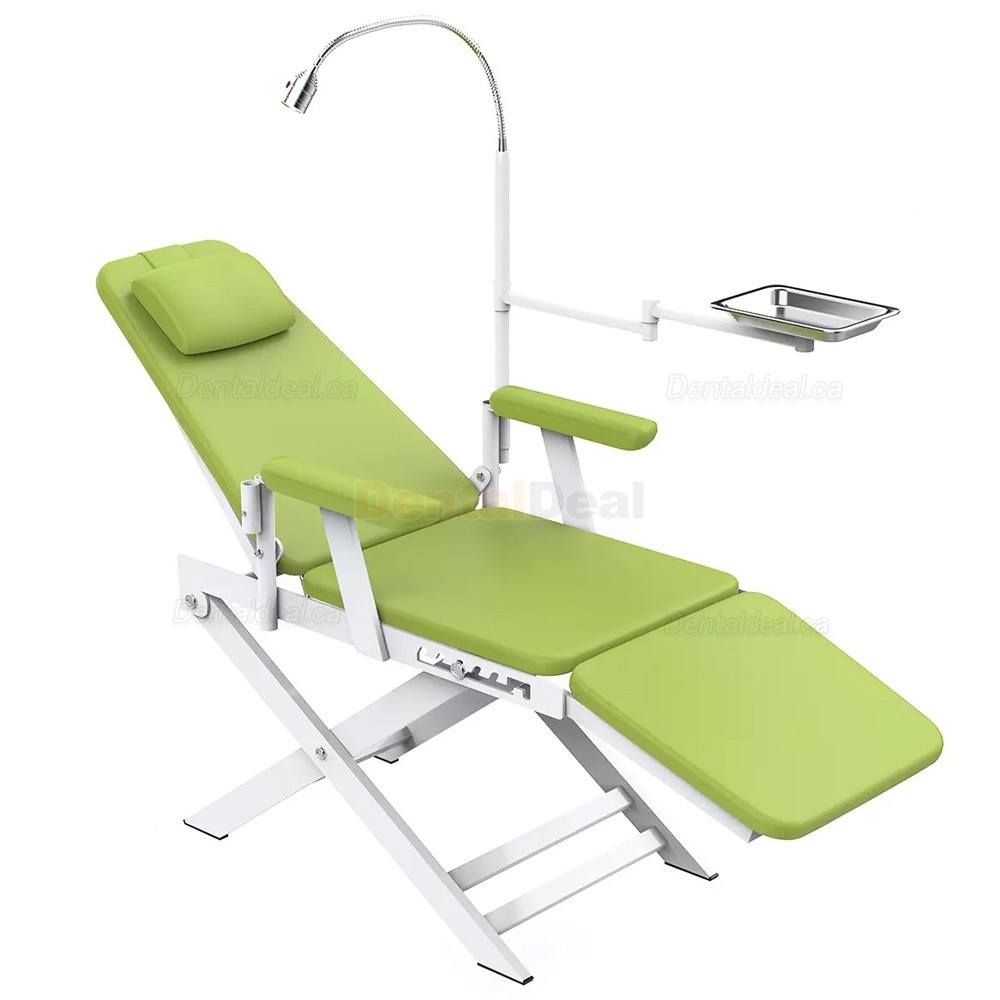 Portable Dental Folding Chair Movable Dental Chair with LED Light Lamp & Tray