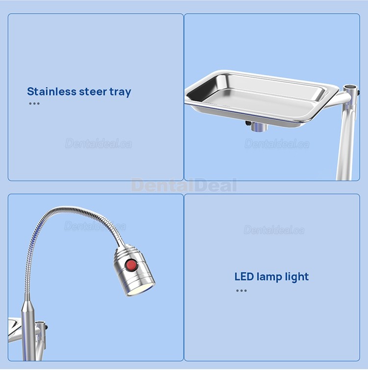 Portable Dental Folding Chair Movable Dental Chair with LED Light Lamp & Tray