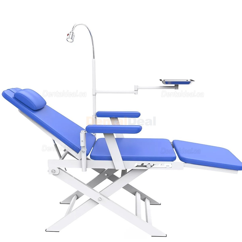 Portable Dental Folding Chair Movable Dental Chair with LED Light Lamp & Tray