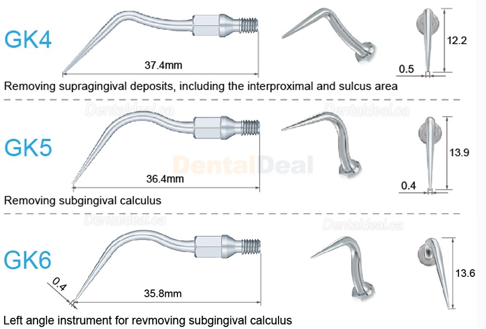 5Pcs Refine&reg; Dental Air Scaler Tips GK1 GK2 GK3 GK4 GK5 GK6 GK7 GK12 GK14 GK16 Fit KAVO SONICflex Scaler Handpiece