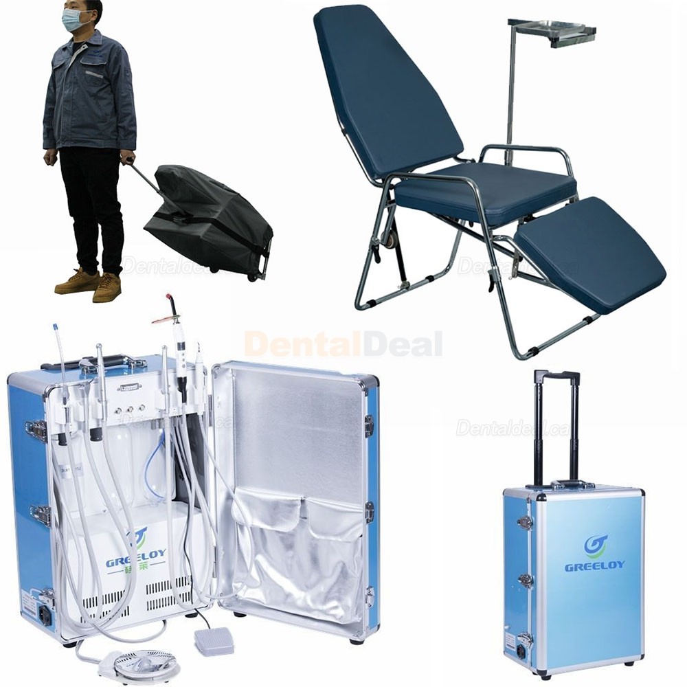 Greeloy GU-P206 Dental Portable Unit + Foldable Chair + Storage Bag Kit