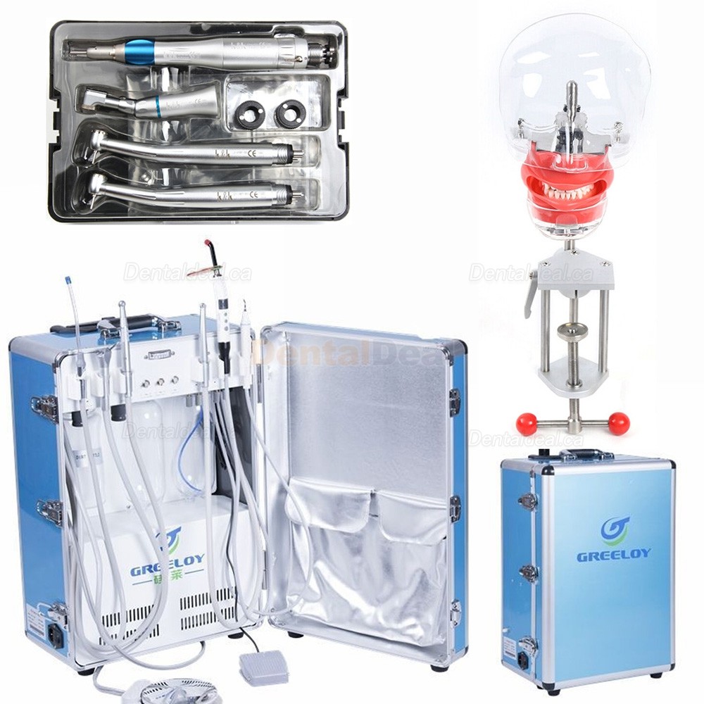 Greeloy GU-P206 Dental Portable Unit + LY-L201 Handpiece Kit + Phantom Head