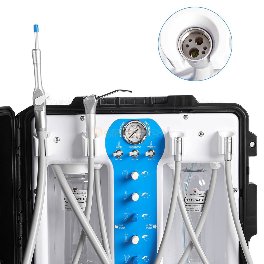 Greeloy&reg; GU-P206S Dental Portable Unit with Compressor + Curing Light + Scaler Handpiece 2/4Holes