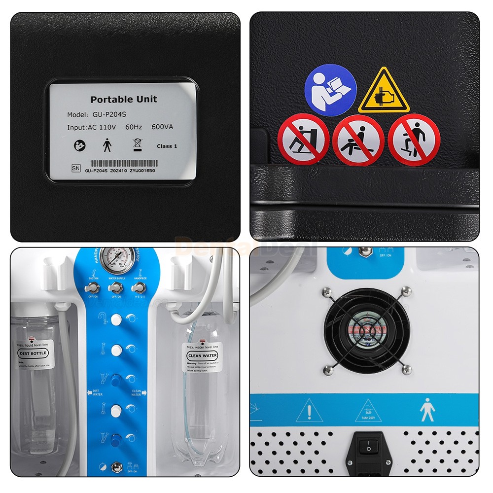 Greeloy&reg; GU-P206S Dental Portable Unit with Compressor + Curing Light + Scaler Handpiece 2/4Holes