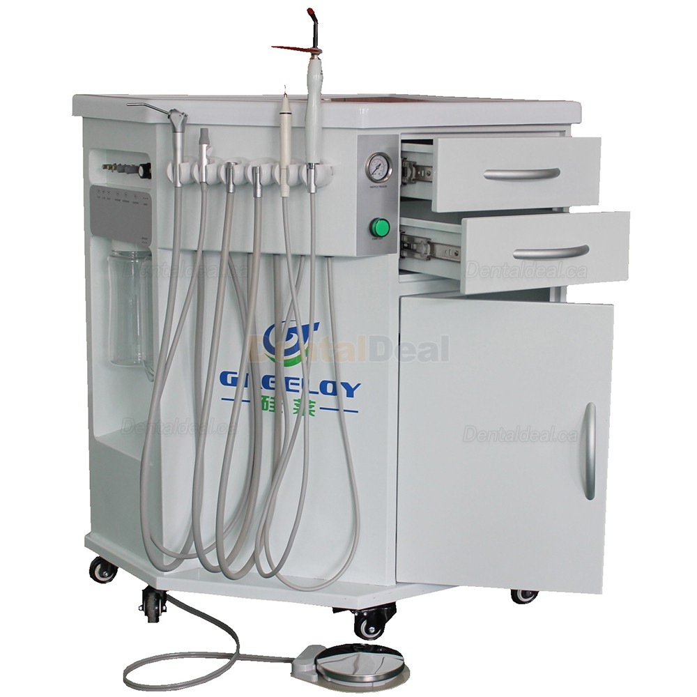 Greeloy&reg;GU-P212 Mobile Dental Delivery Cart Unit with Curing Light & Scaler Handpiece