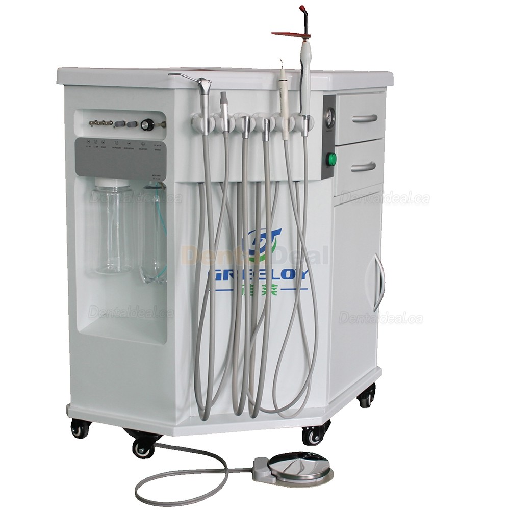 Greeloy&reg;GU-P212 Mobile Dental Delivery Cart Unit with Curing Light & Scaler Handpiece