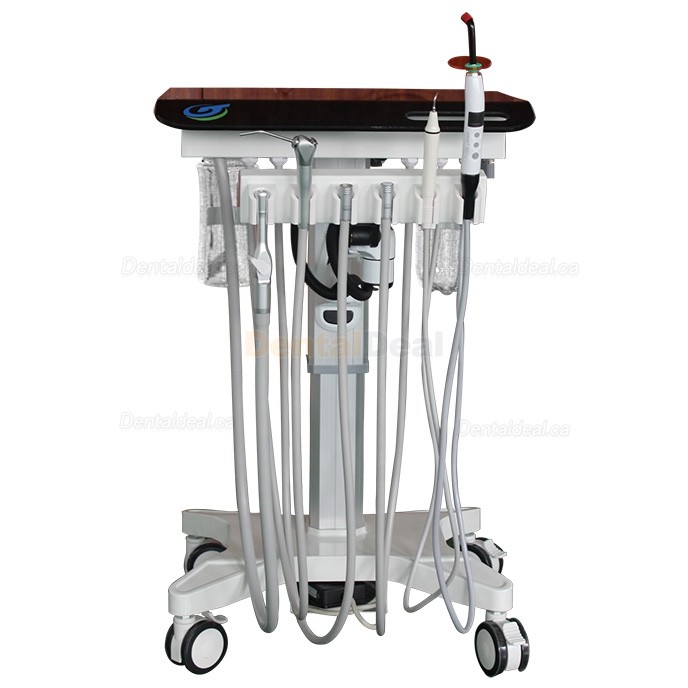 Greeloy GU-P302S Adjustable Mobile Dental Delivery Cart Unit with Curing Light & Scaler Handpiece