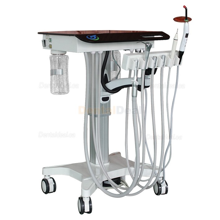 Greeloy GU-P302S Adjustable Mobile Dental Delivery Cart Unit with Curing Light & Scaler Handpiece