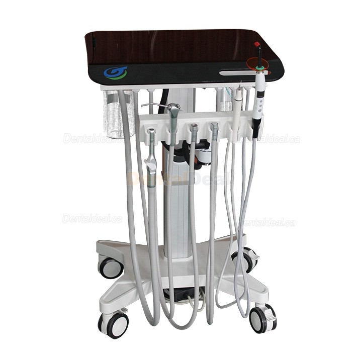 Greeloy GU-P302S Adjustable Mobile Dental Delivery Cart Unit with Curing Light & Scaler Handpiece