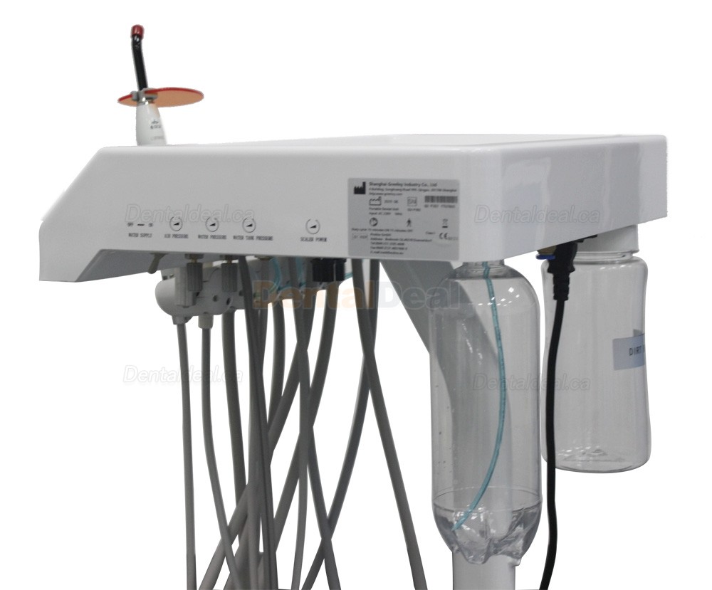 GREELOY&reg;GU-P302 Mobile Dental Delivery System Cart Unit + Curing Light + Scaler Handpiece + Fiber Optic