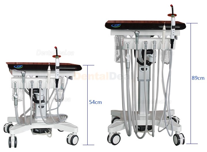 Greeloy GU-P302S Mobile Dental Cart Treatment Unit+ Curing Light + Scaler Handpiece+ Air Compressor