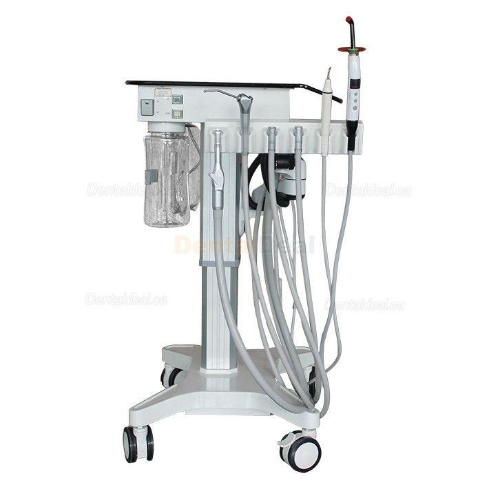 Greeloy GU-P302S Mobile Dental Cart Treatment Unit+ Curing Light + Scaler Handpiece+ Air Compressor