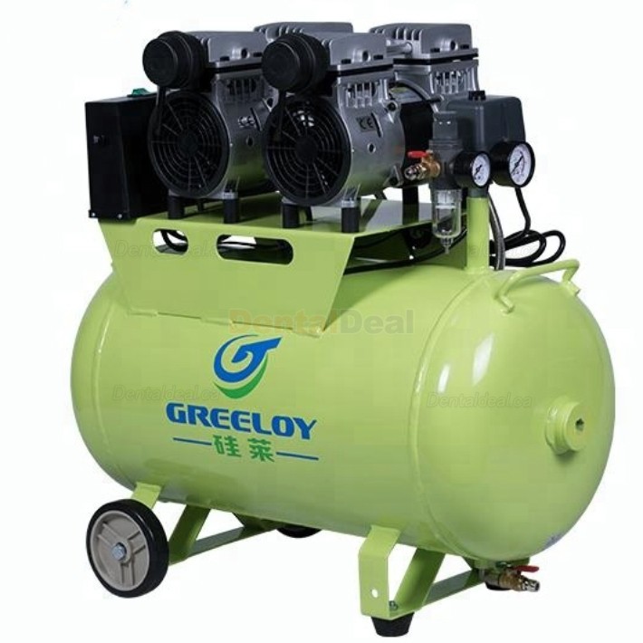 Greeloy&reg; GA-82 2HP Silent Dental Oilless Air Compressor 60L Tank Double Motor