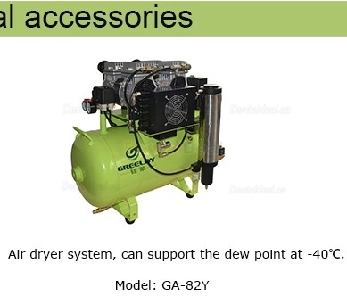 Greeloy&reg; GA-82 2HP Silent Dental Oilless Air Compressor 60L Tank Double Motor