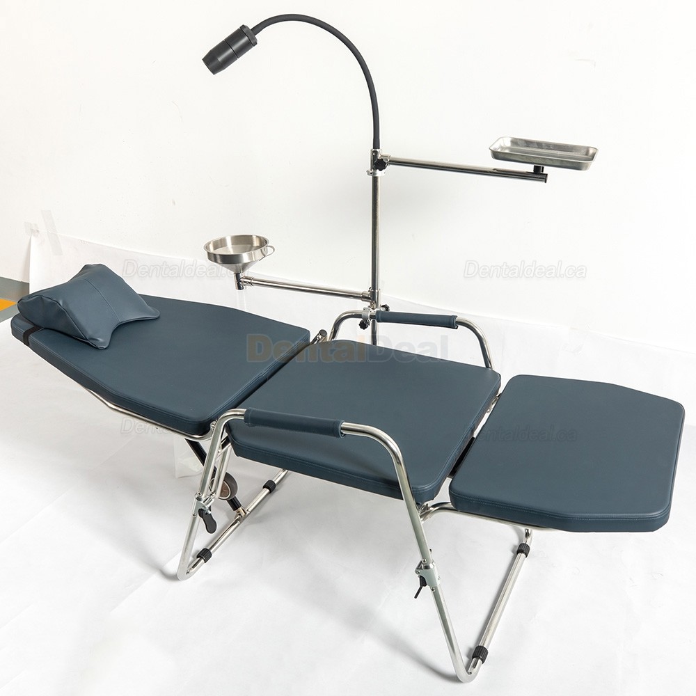 Greeloy GU-P101 Portable Dental Folding Chair Stainless Steel with Portable Operating Light