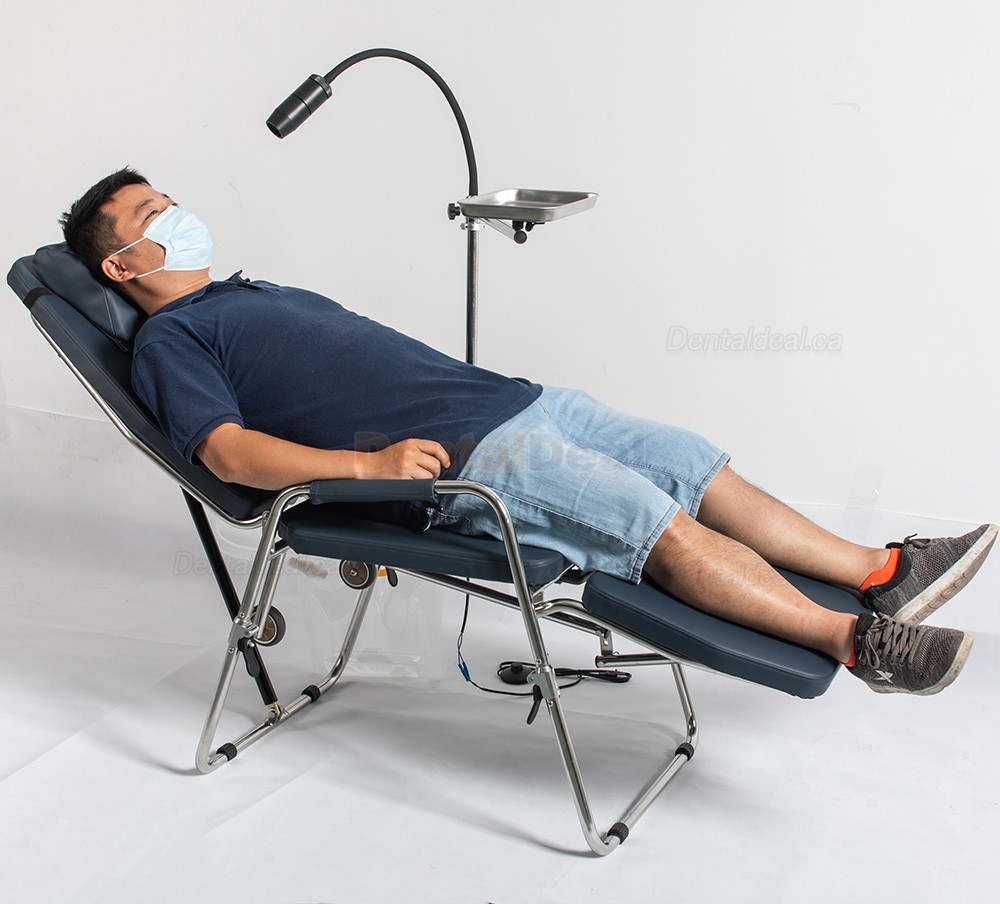 Greeloy GU-P101 Portable Dental Folding Chair Stainless Steel with Portable Operating Light