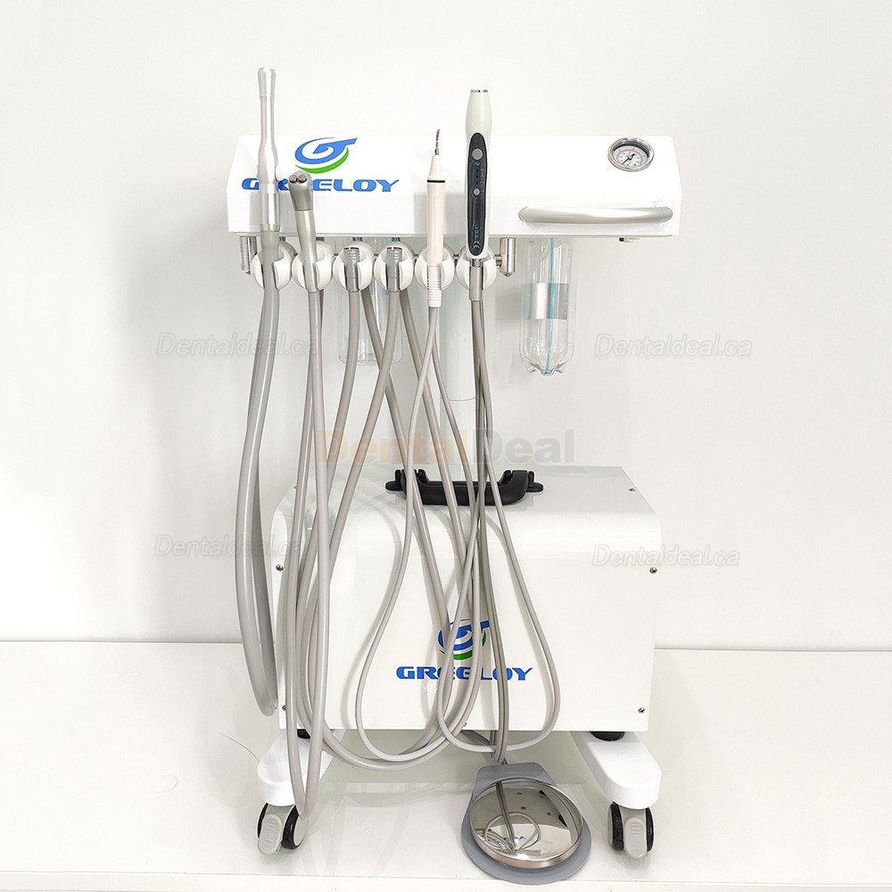 Greeloy GU-P302 Mobile Dental Cart Unit with Compressor GU-P300 + Curing Light+ Scaler Handpiece