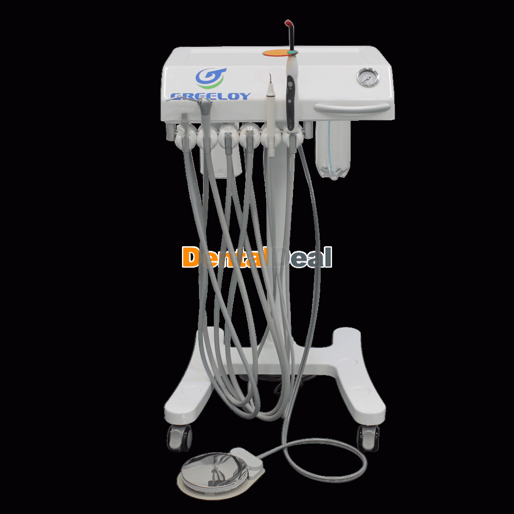Greeloy GU-P302 Mobile Dental Cart Unit with Compressor GU-P300 + Curing Light+ Scaler Handpiece