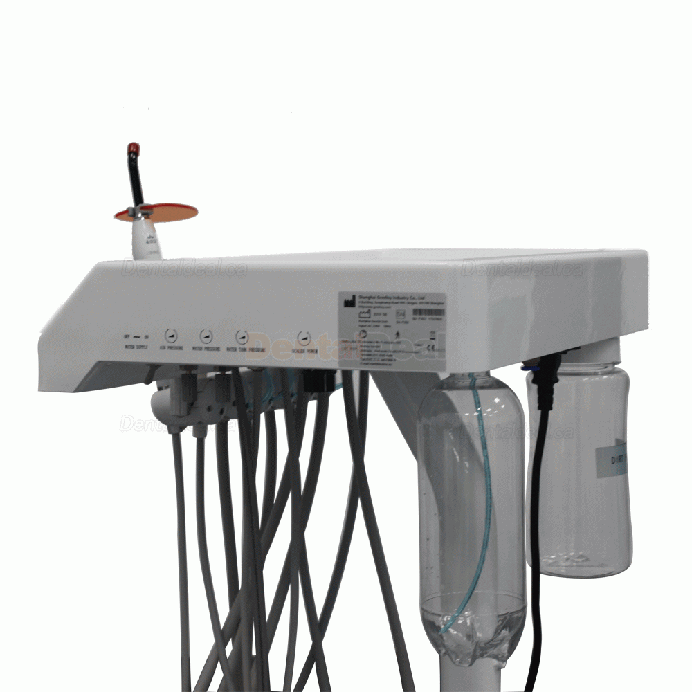 Greeloy GU-P302 Mobile Dental Cart Unit with Compressor GU-P300 + Curing Light+ Scaler Handpiece
