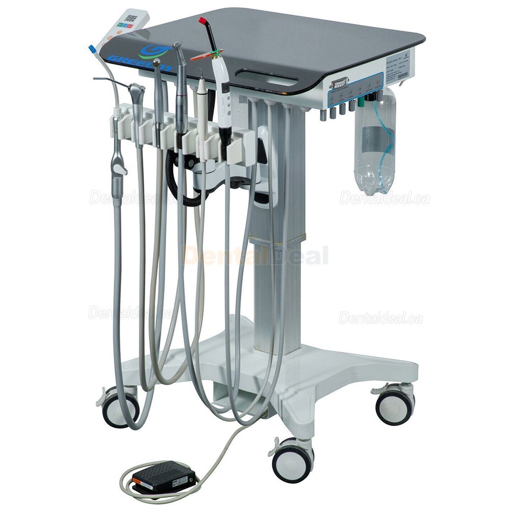 Greeloy GU-P302S Mobile Dental Delivery Cart Unit with Electric Motor, Scaler Handpiece & Curing Light