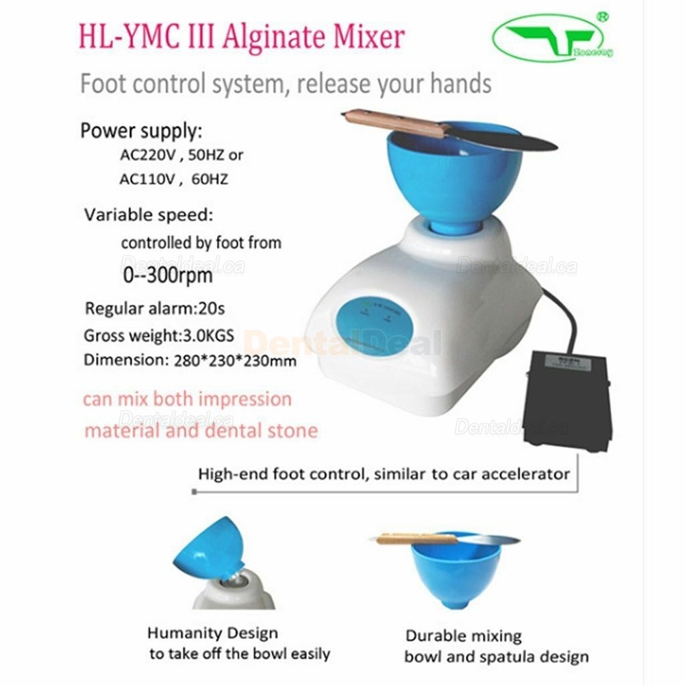 ZoneRay&reg; HL-YMC III Dental Impression Alginate Mixer Material Mixing Machine with Foot Pedal