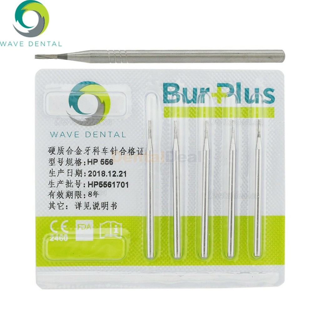 10Pcs HP 555 556 557 558 Bur Dental Carbide Burs Straight Fissure Cross Cut Burs
