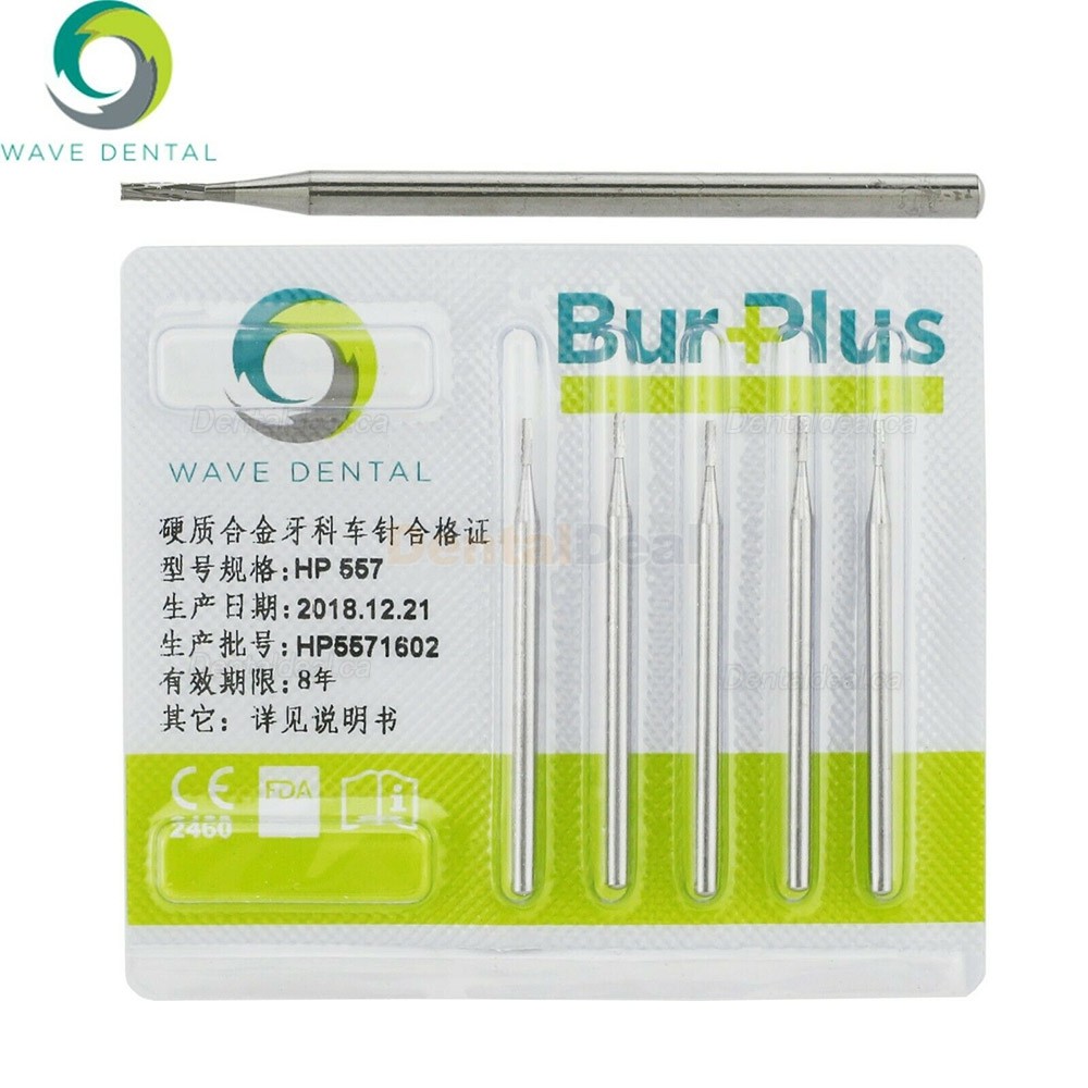 10Pcs HP 555 556 557 558 Bur Dental Carbide Burs Straight Fissure Cross Cut Burs