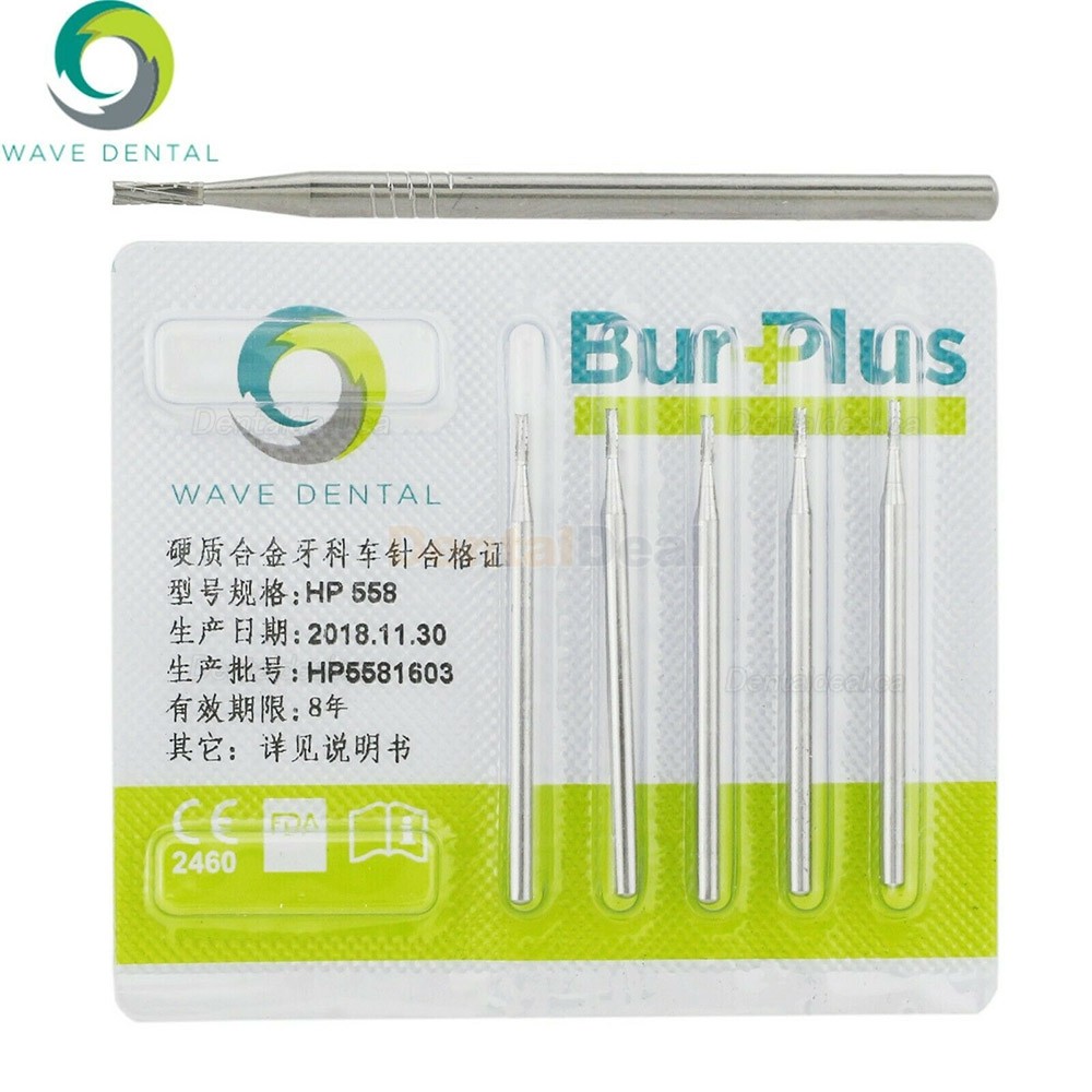 10Pcs HP 555 556 557 558 Bur Dental Carbide Burs Straight Fissure Cross Cut Burs