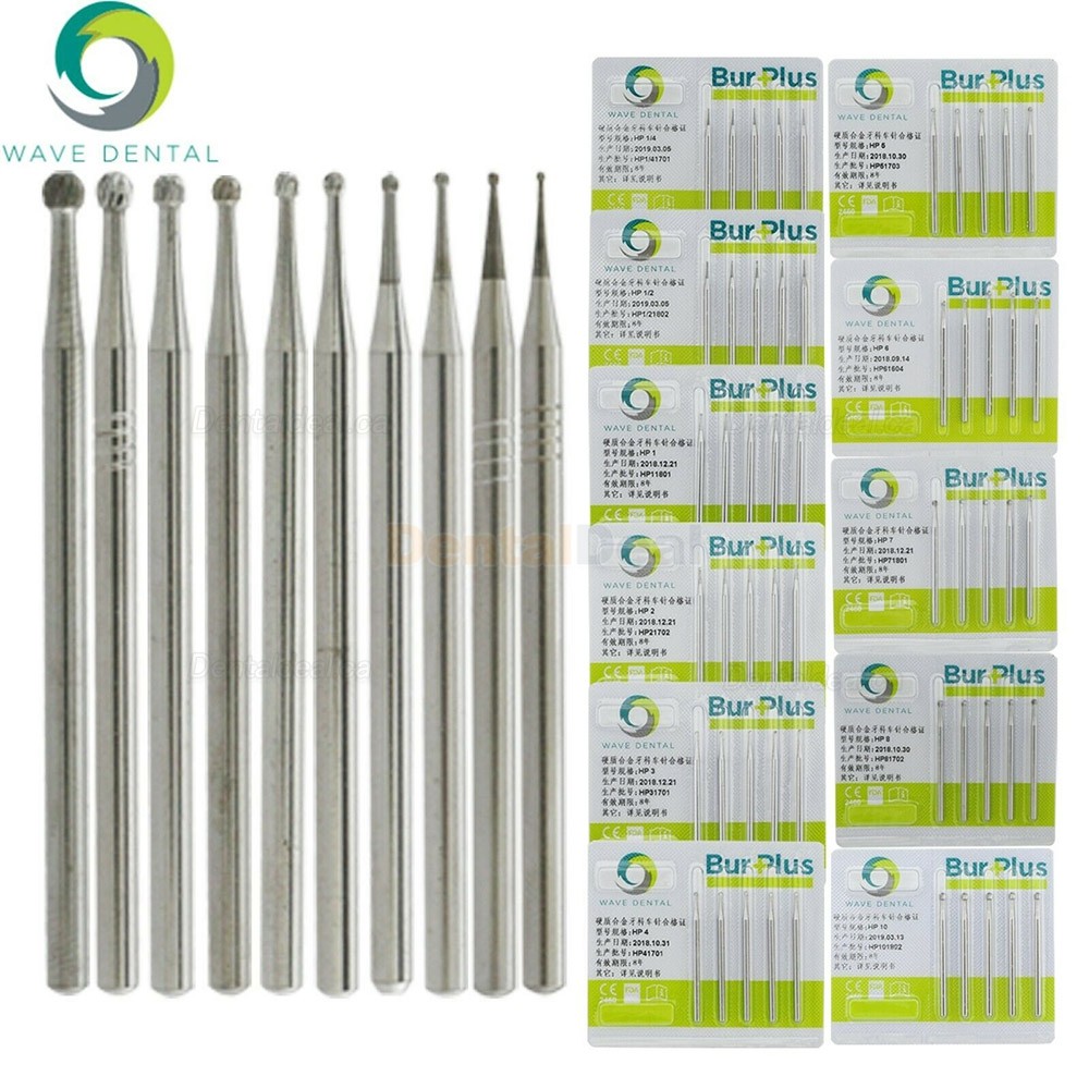 10Pcs Wave Dental Carbide Surgical Burs Round HP Burs 1/4 1/2 1 2 3 4 5 6 7 8 10#