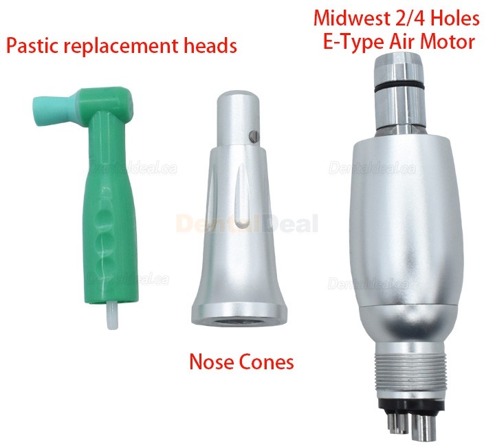 Dental 4:1 Prophy Handpiece 3 Nose Cones + Air Motor + 50Pcs Replacement Heads