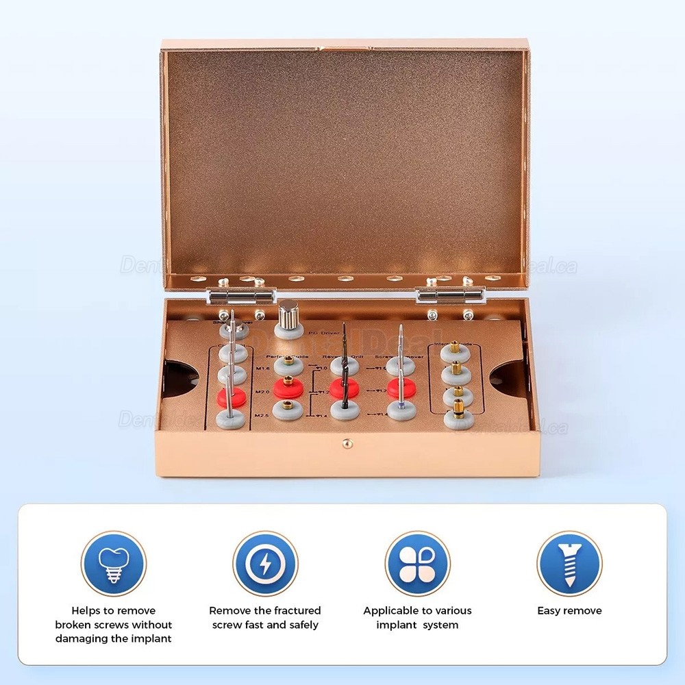 Dental Implant Screw Removal Kit (Shank Drivers / Drills /Guide) Stainless Steel