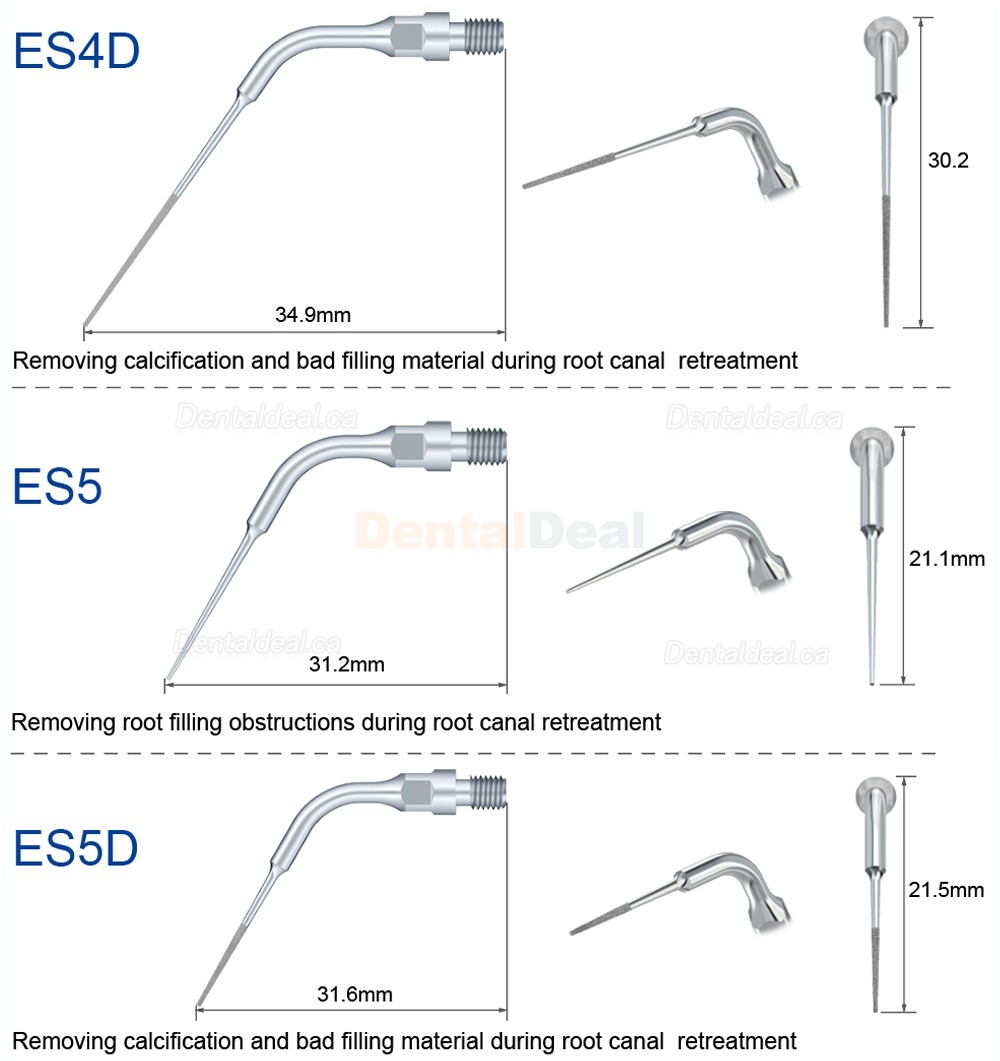 5Pcs Refine&reg; Dental Air Scaler Tips Root Canal Tips ES3D ES4D ES5D ES10D ES14 ES14D ES15 ES15D Fit Sirona Air Scaler